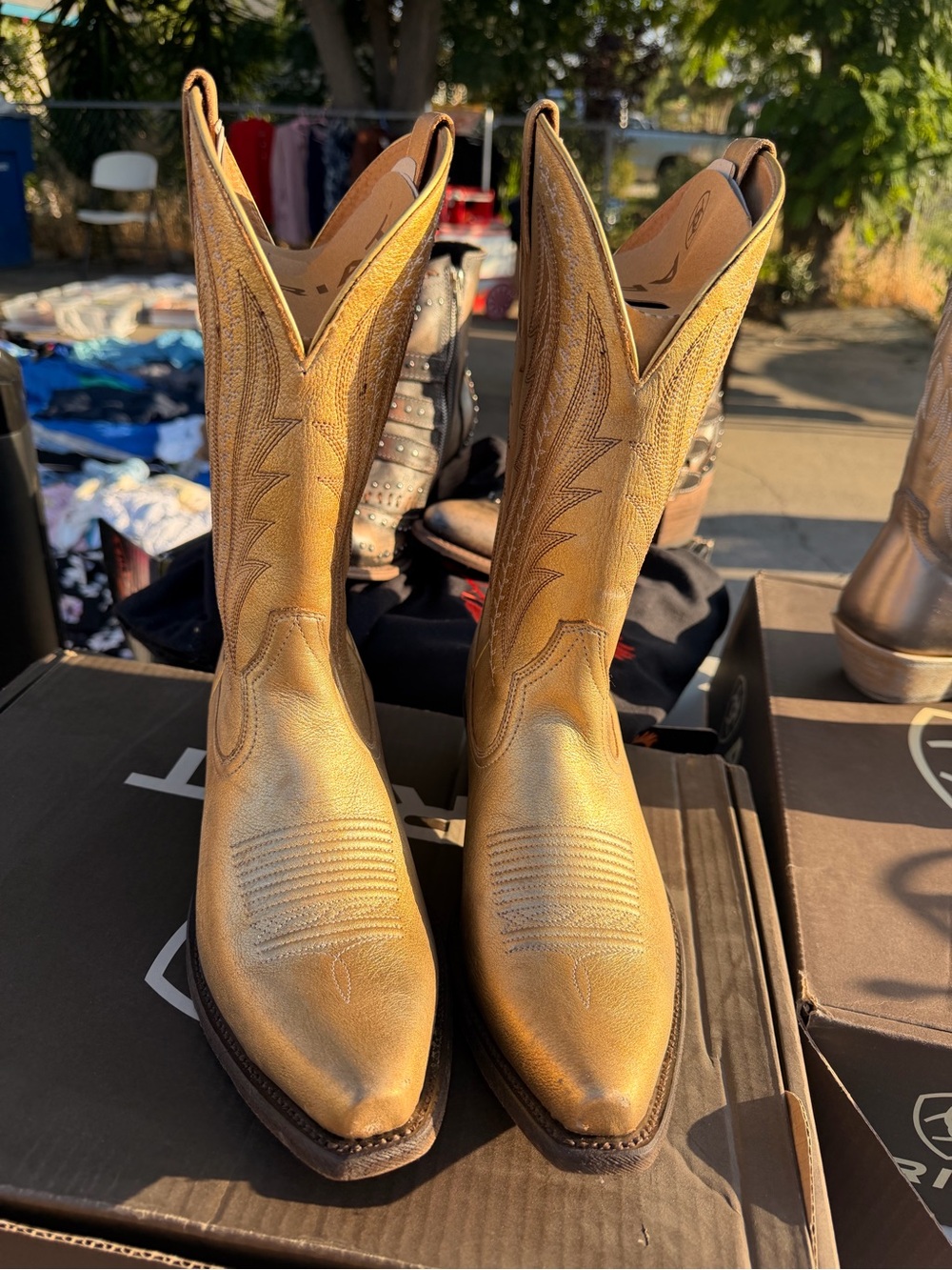 Ariat Gold Leather Cowboy Boots